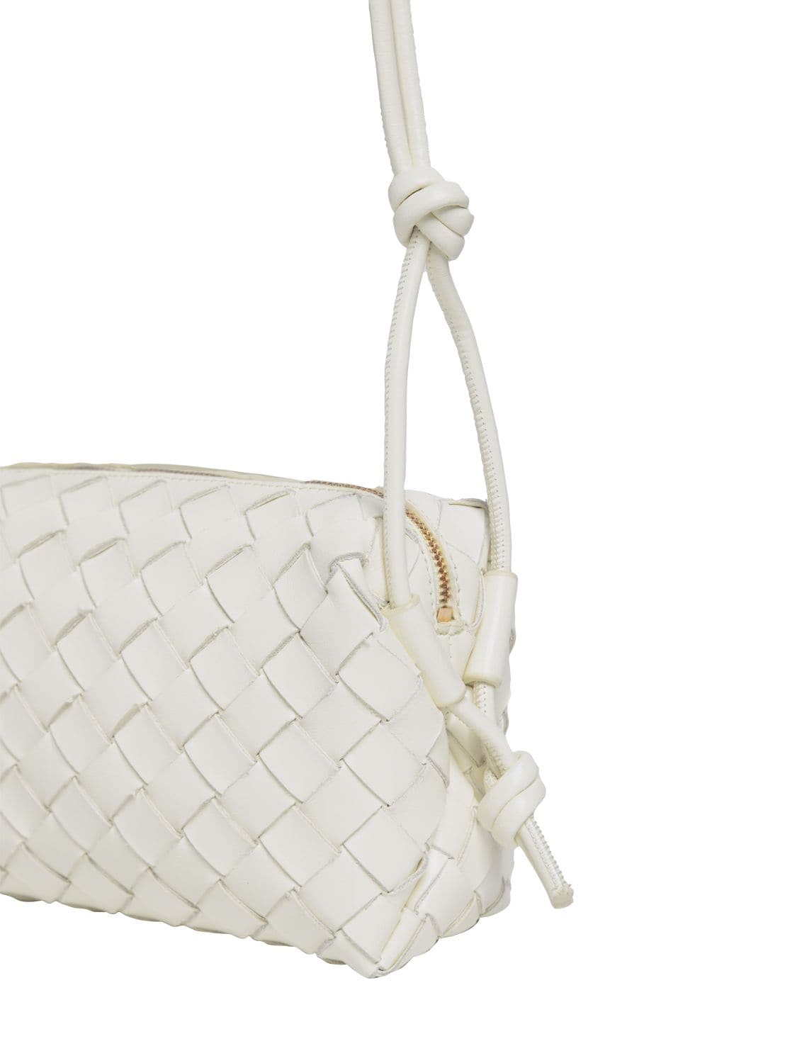 Shop Bottega Veneta Mini Loop Leather Camera Bag In White