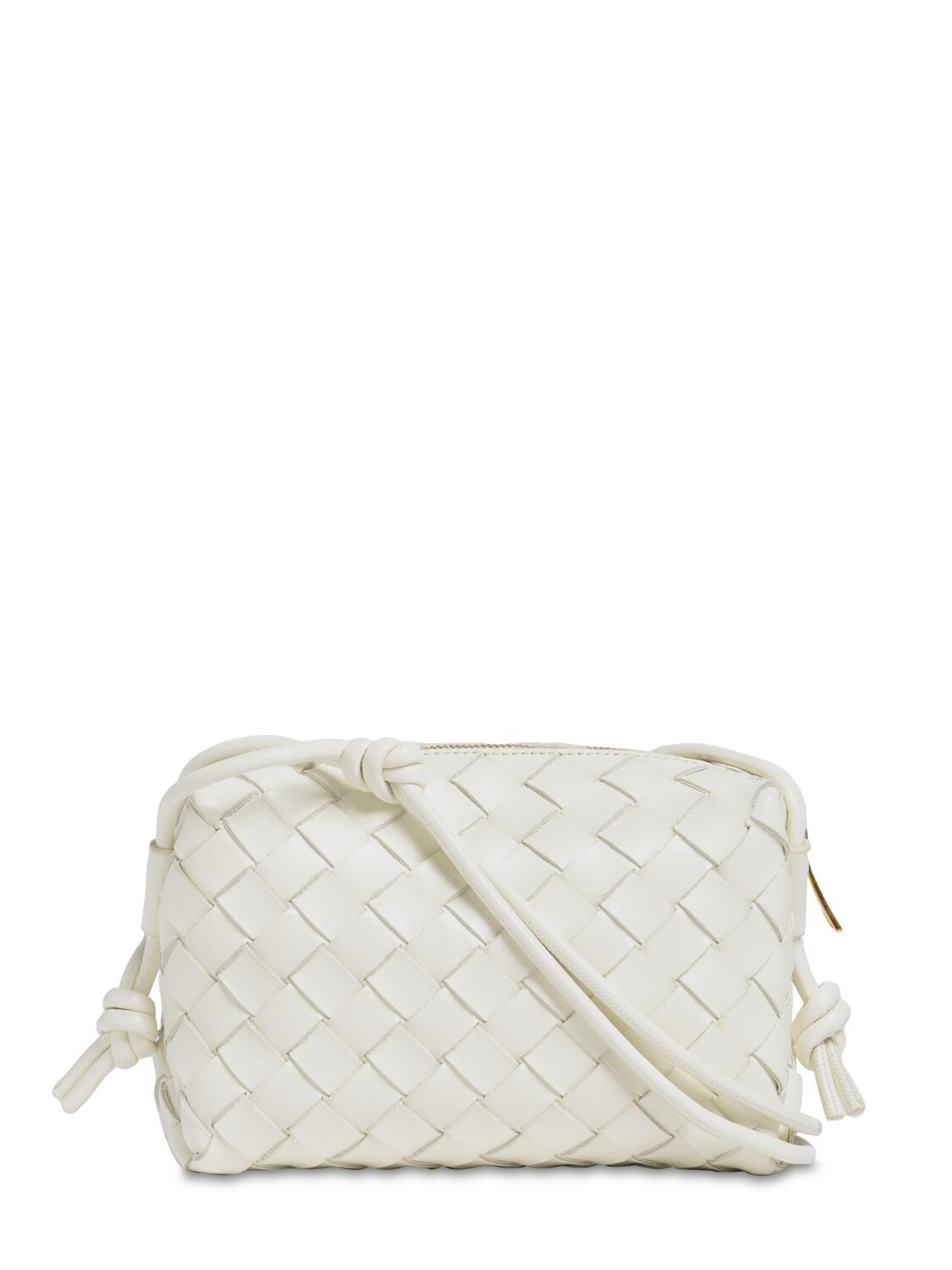 Shop Bottega Veneta Mini Loop Leather Camera Bag In White