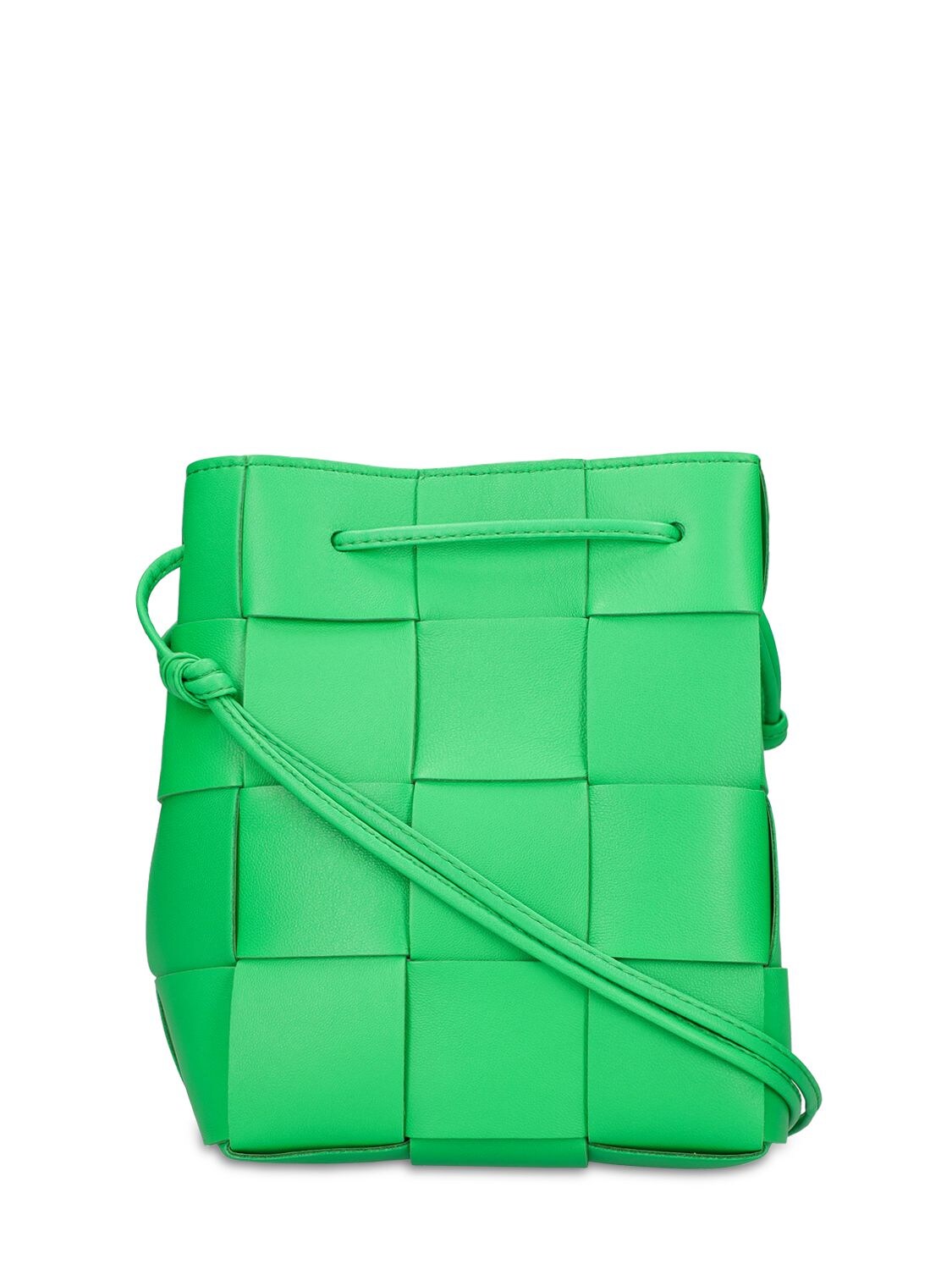 Shop Bottega Veneta Small Cassette Leather Bucket Bag In Parakeet