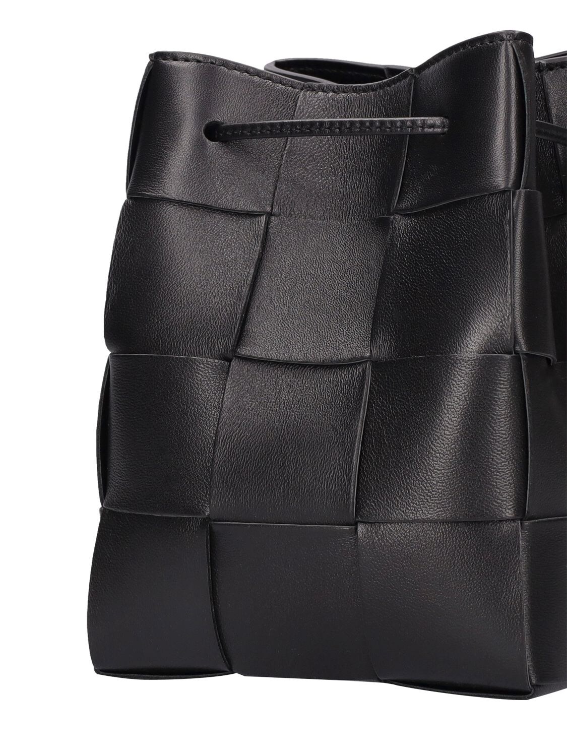 Shop Bottega Veneta Small Cassette Leather Bucket Bag In Black