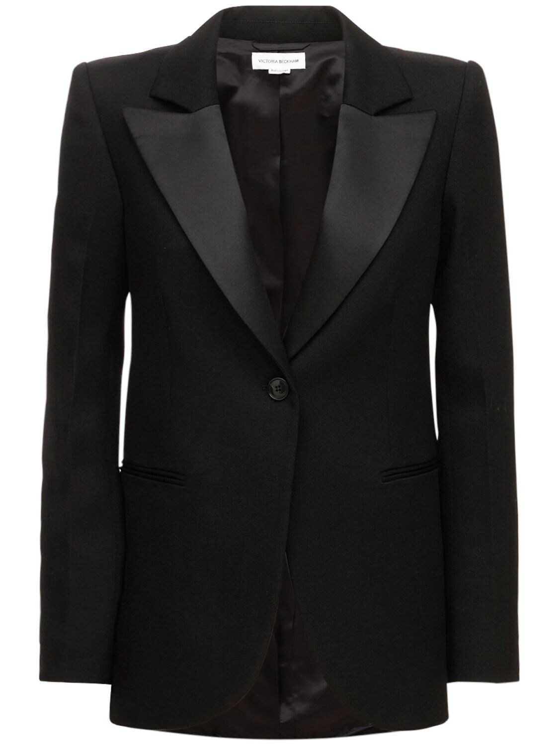 Victoria Beckham - Single breast wool tuxedo blazer - Black | Luisaviaroma