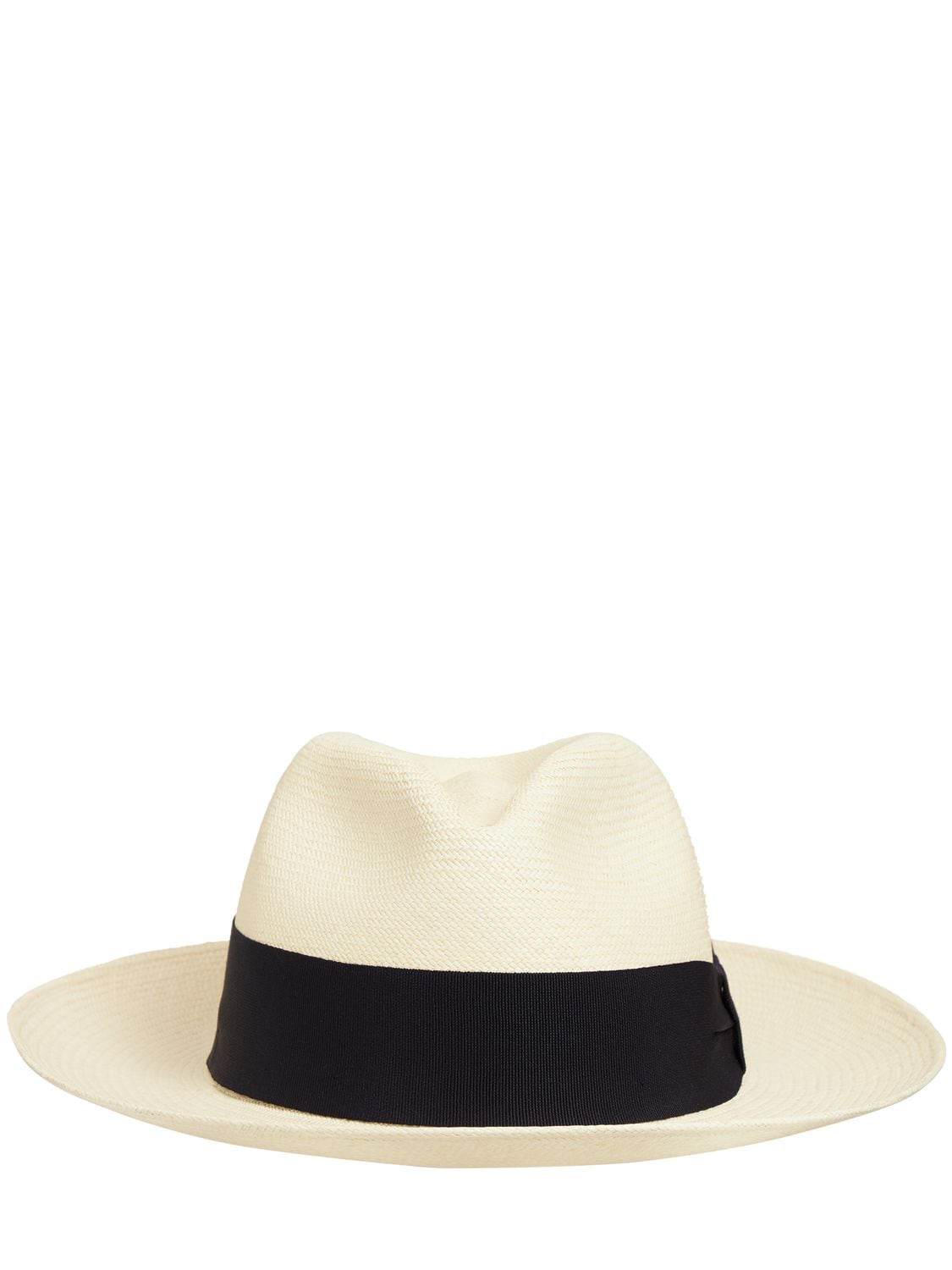 Frescobol Carioca Herringbone Panama Straw Hat In Navy Blue