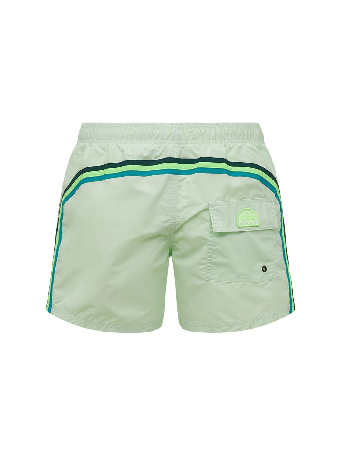 Sundek Stretch Waist Logo Tech Swim Shorts In Shy Green