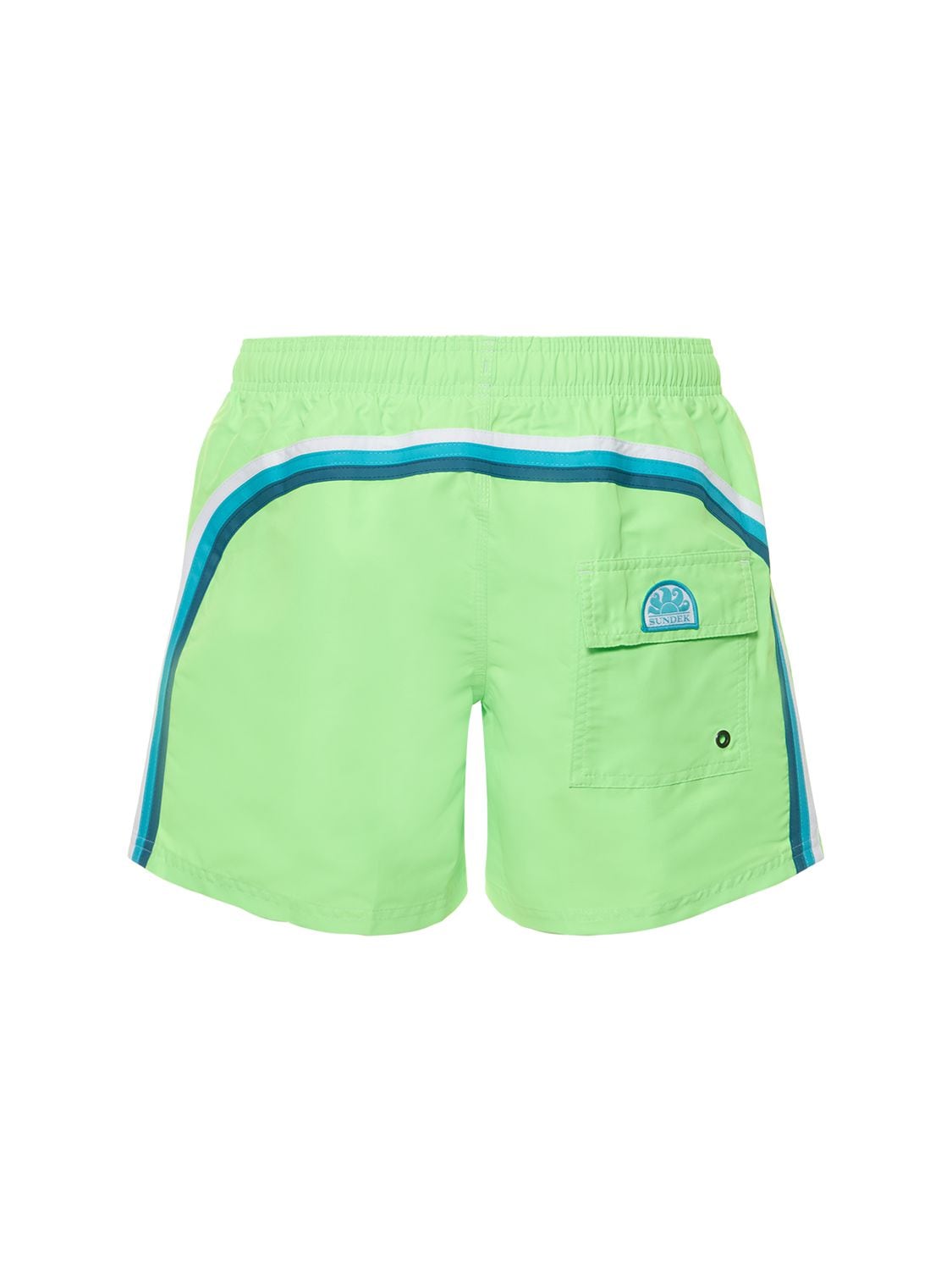 Sundek Stretch Waist Logo Tech Swim Shorts In Neon Green