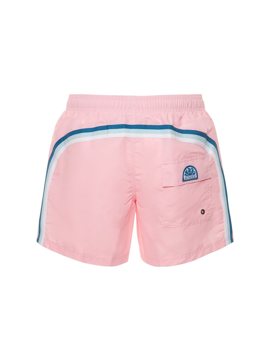 Sundek Stretch Waist Logo Tech Swim Shorts In Quartz Pink