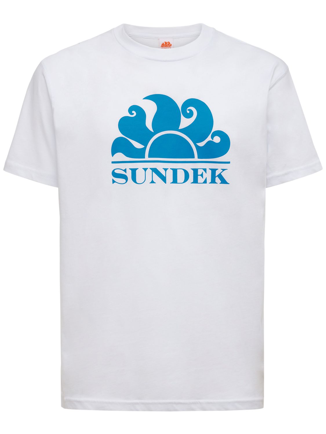 Sundek Logo Print Cotton Jersey T-shirt In White,blue