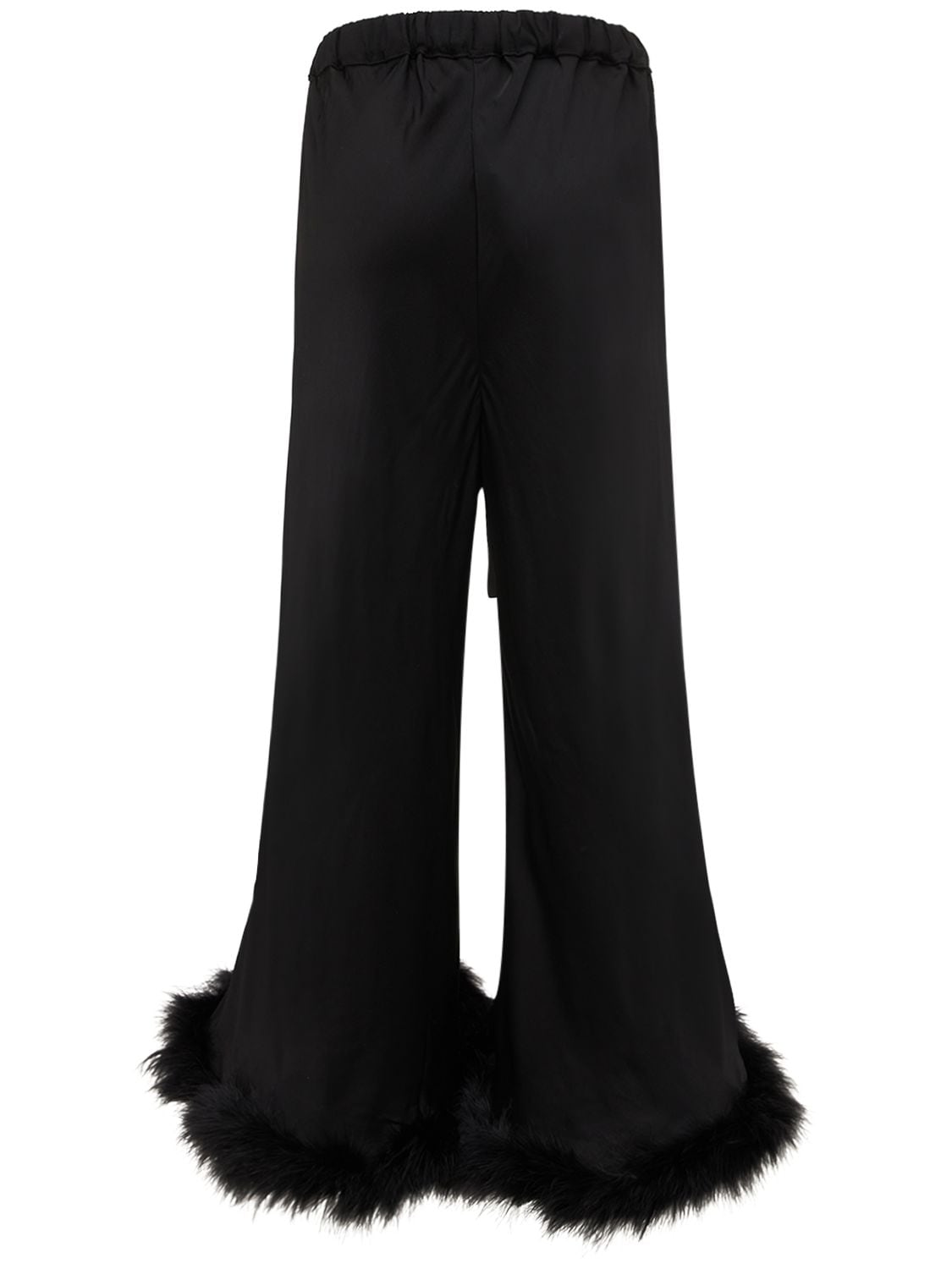 Sleeper Boudoir Feather Trim Flared Trousers In Black