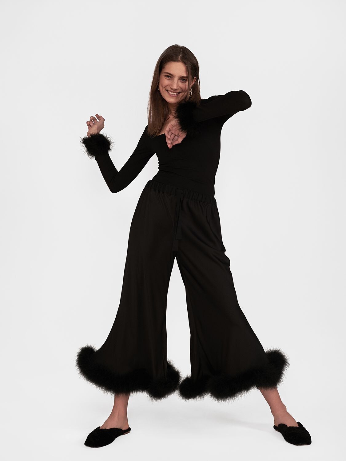 SLEEPER JERSEY BOUDOIR PANTS W/ FEATHERS 75IDP8010-QKXBQ0S1
