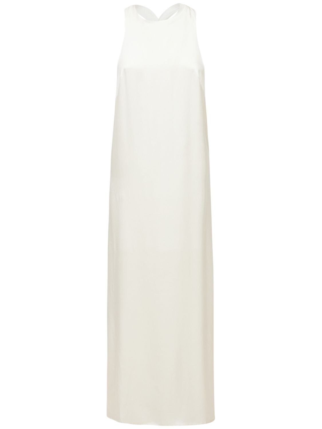 Shop Loulou Studio Silk Satin Sleeveless Long Dress In White