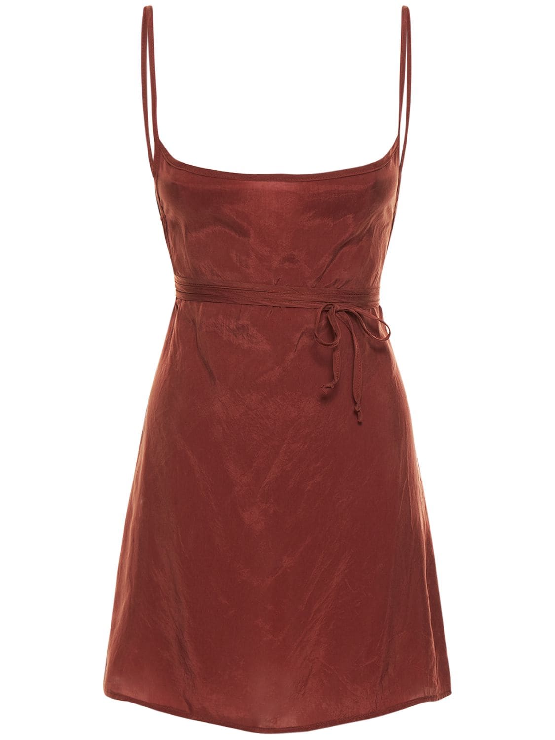 Anemos The Km Japanese Cupro Mini Dress In Brown