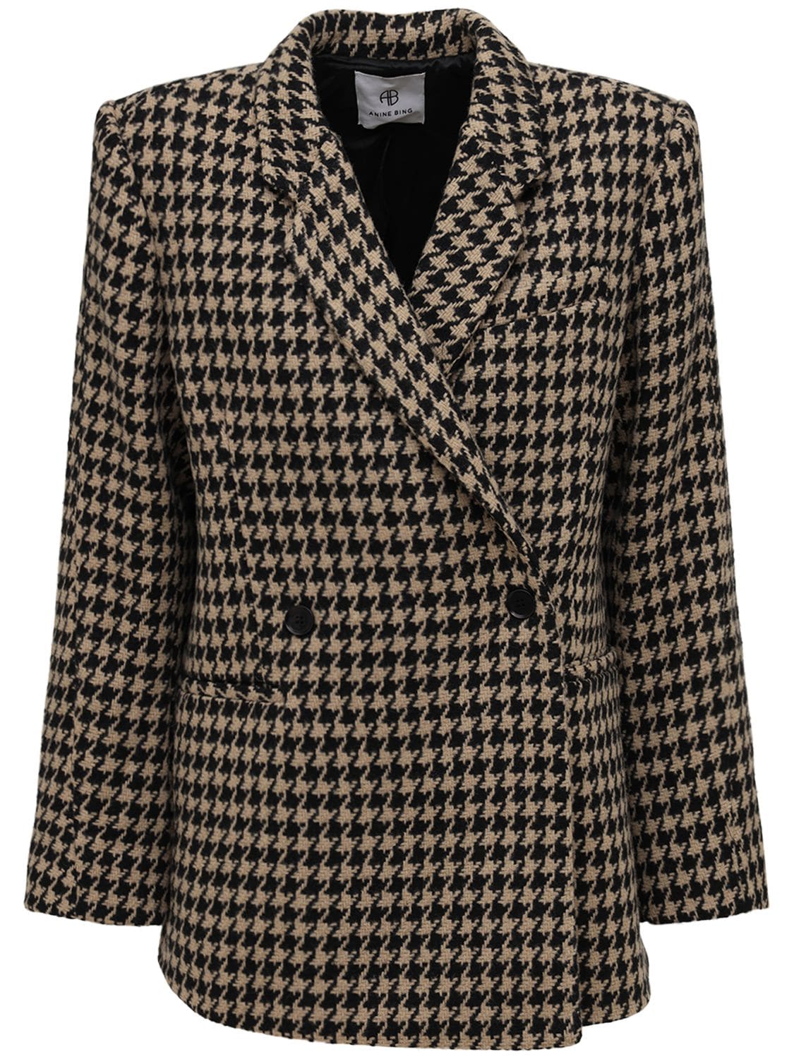 Image of Kaia Wool Blend Houndstooth Blazer
