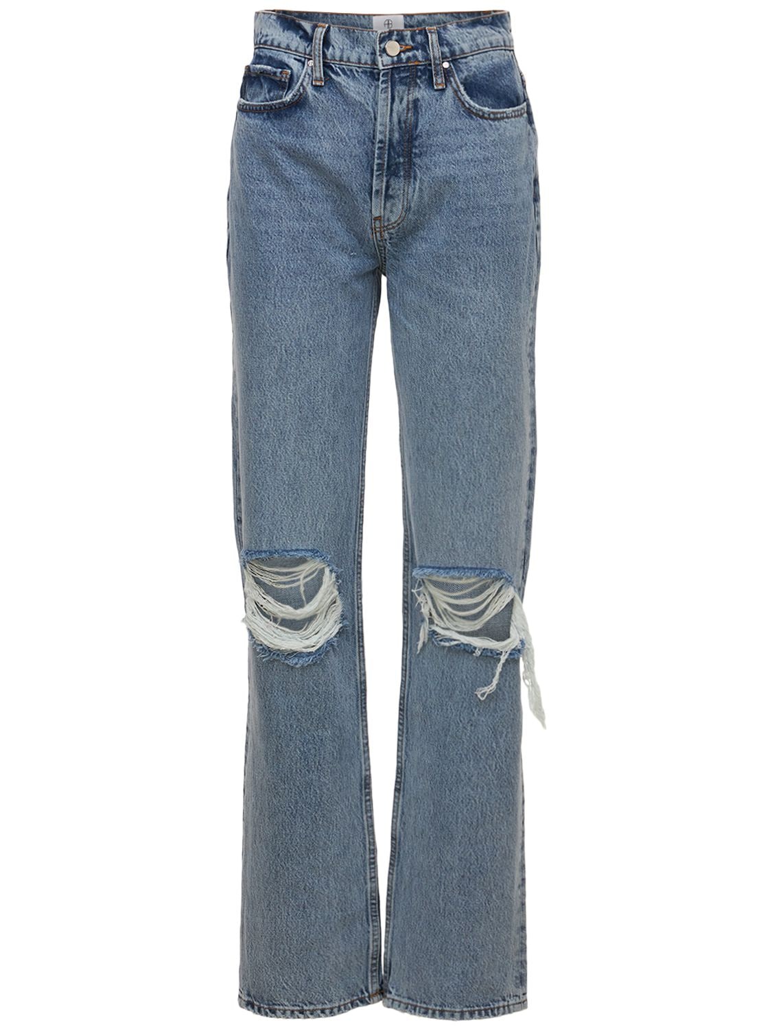 ANINE BING Kat Cotton Denim Distressed Jeans