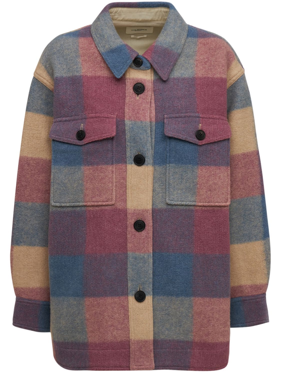Isabel Marant Étoile Harveli Checked Wool Blend Jacket In Синий,розовый