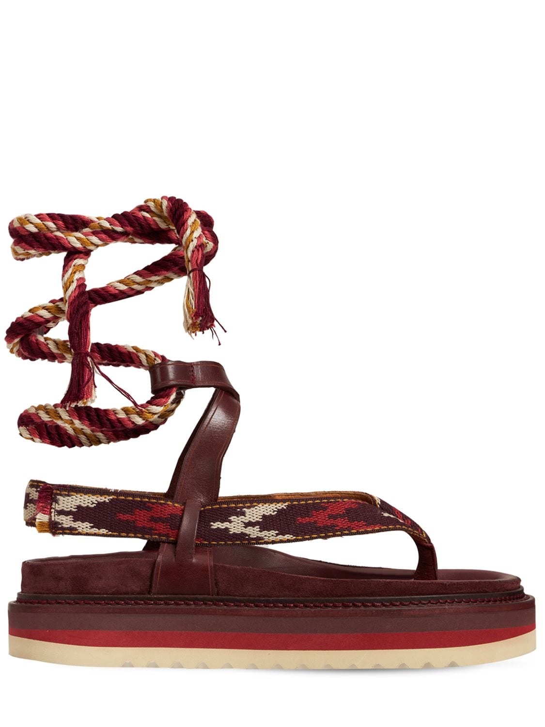 Isabel Marant 40mm Edeme Canvas & Leather Sandals In Bordeaux,green ...