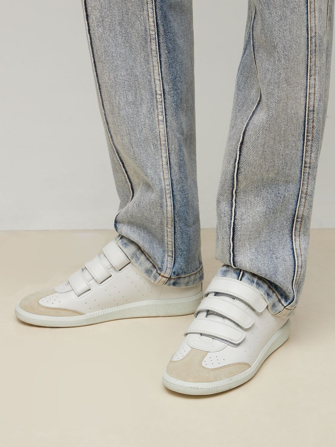 spiegel het is nutteloos cursief Isabel Marant 20mm Beth Leather Strap Sneakers In White,green | ModeSens