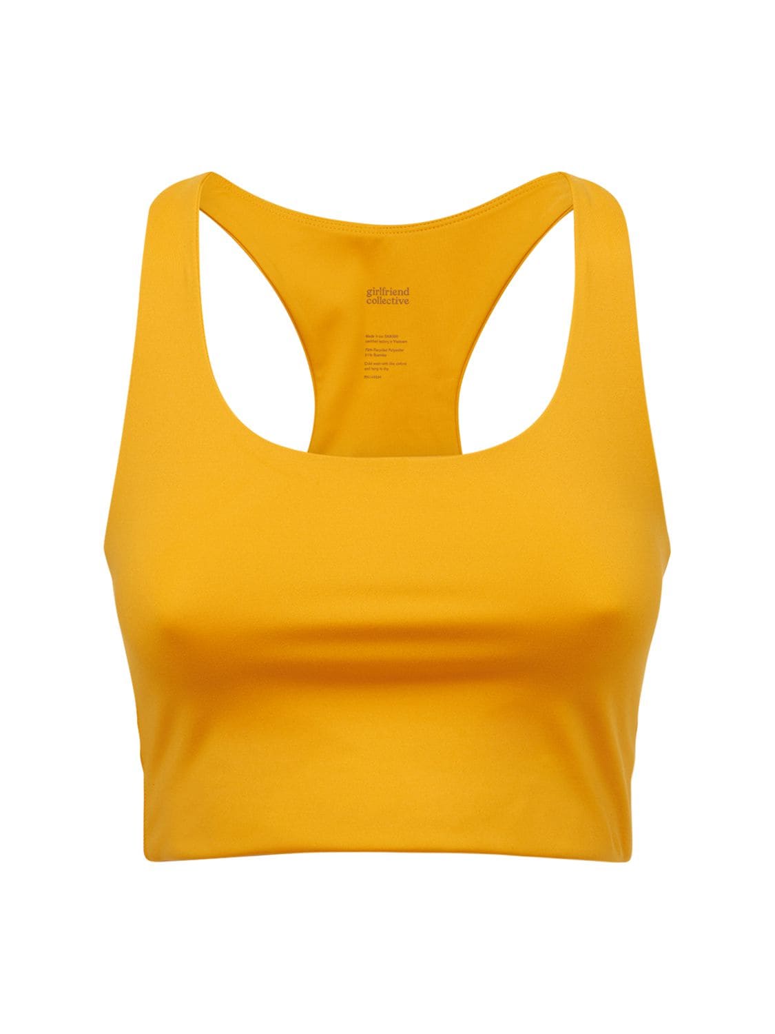 Girlfriend Collective Orange Tommy Sport Bra In Gold,yellow