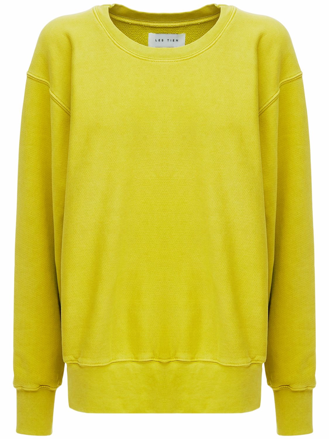 Les Tien Crewneck Cotton Sweatshirt In Lime Green
