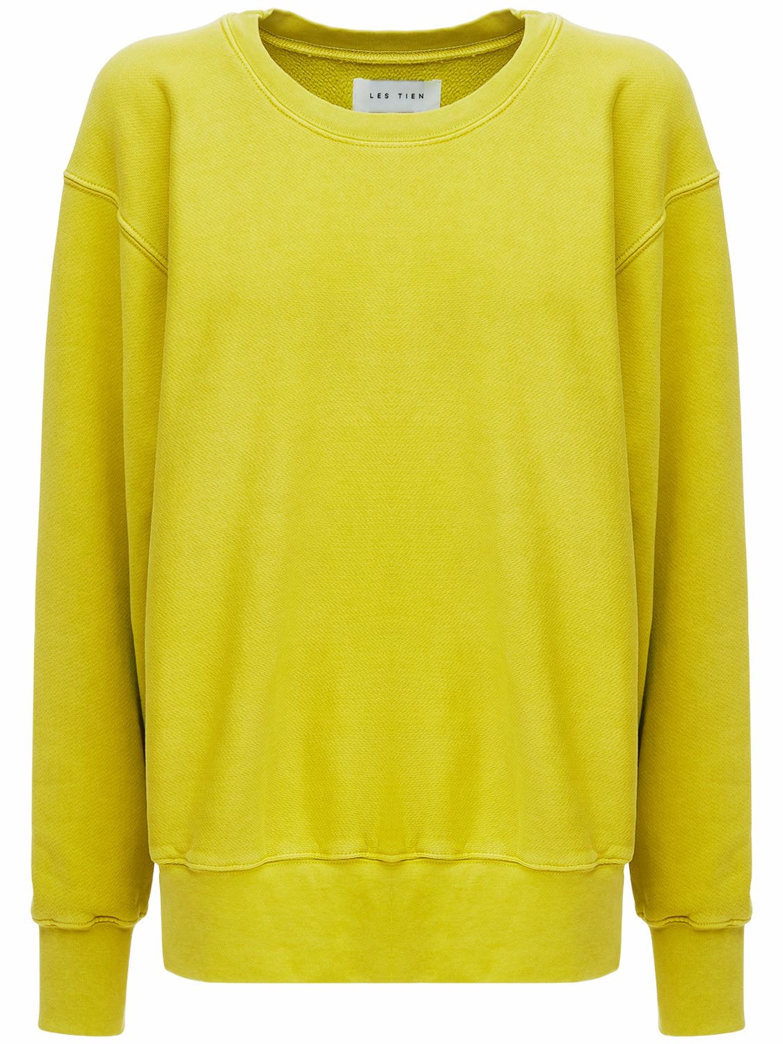 Les Tien Crewneck Cotton Sweatshirt In Lime Green