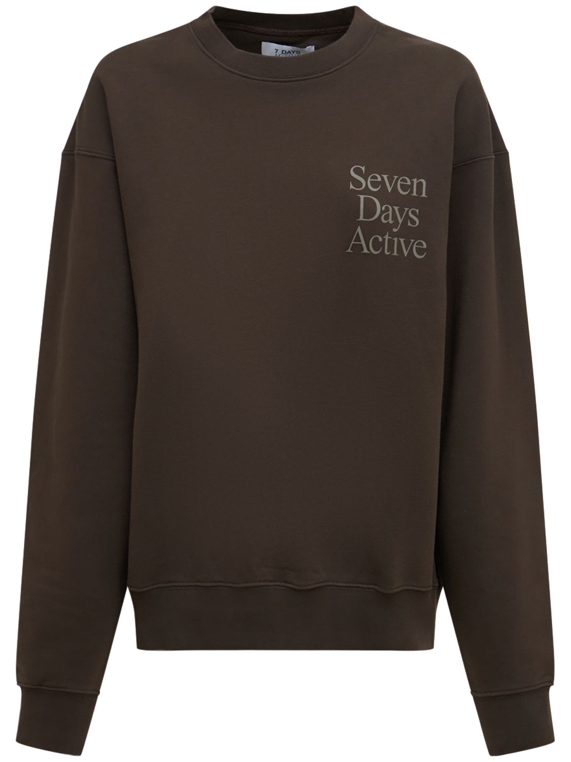 7 Days Active Monday Logo-print Organic-cotton Sweatshirt In Mulch Brown