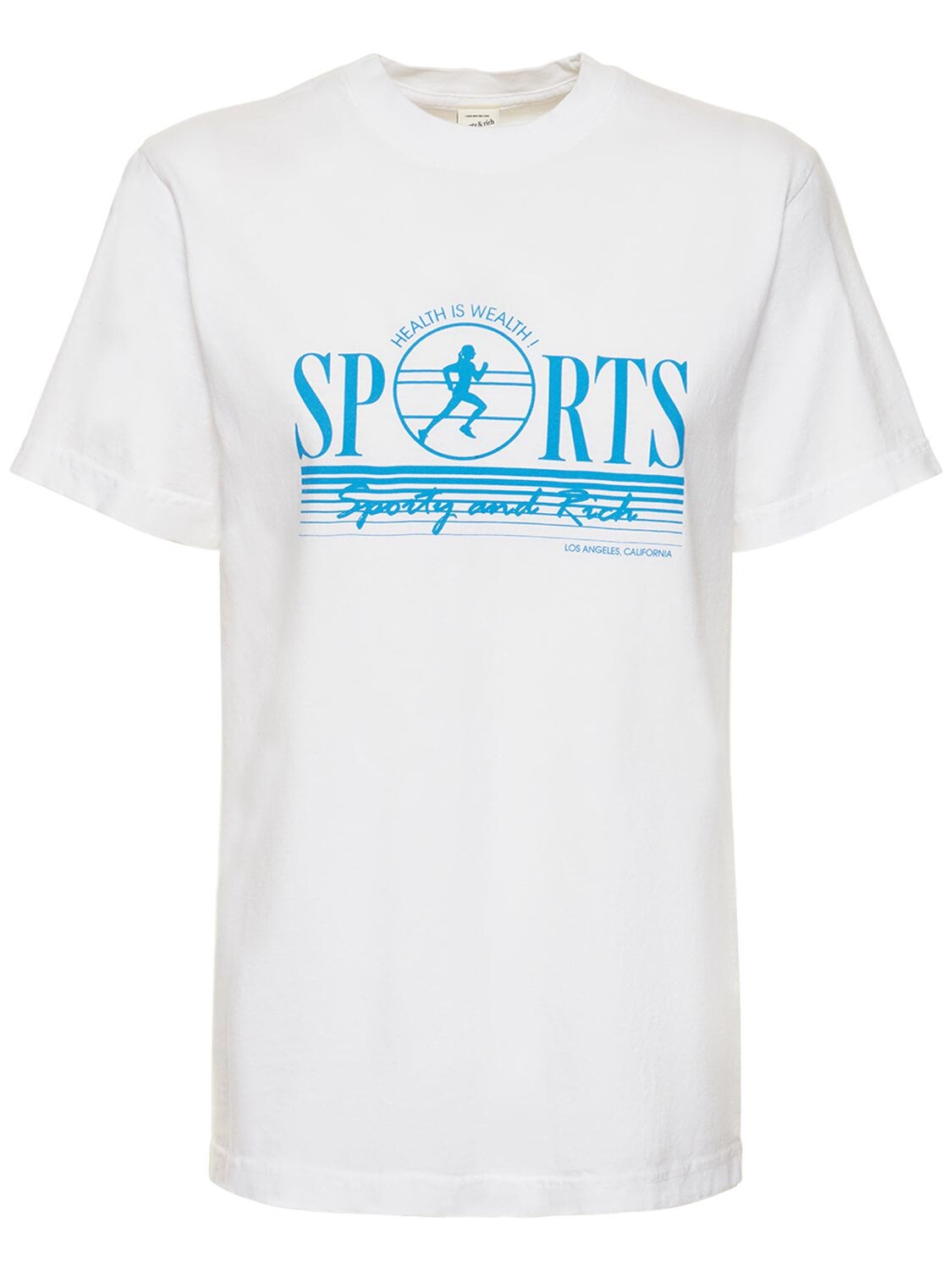 Sporty And Rich Venice T-shirt In White & Sapphire | ModeSens