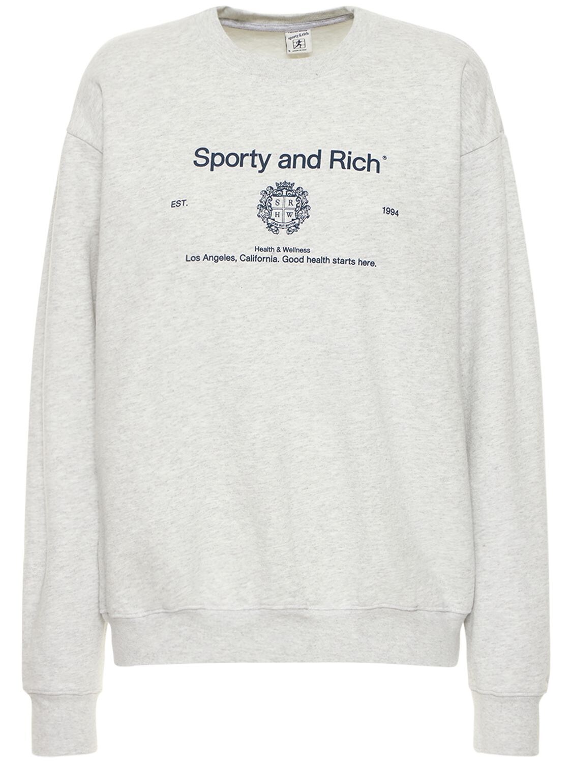 Sporty And Rich Crest Crewneck Sweatshirt In Grey | ModeSens