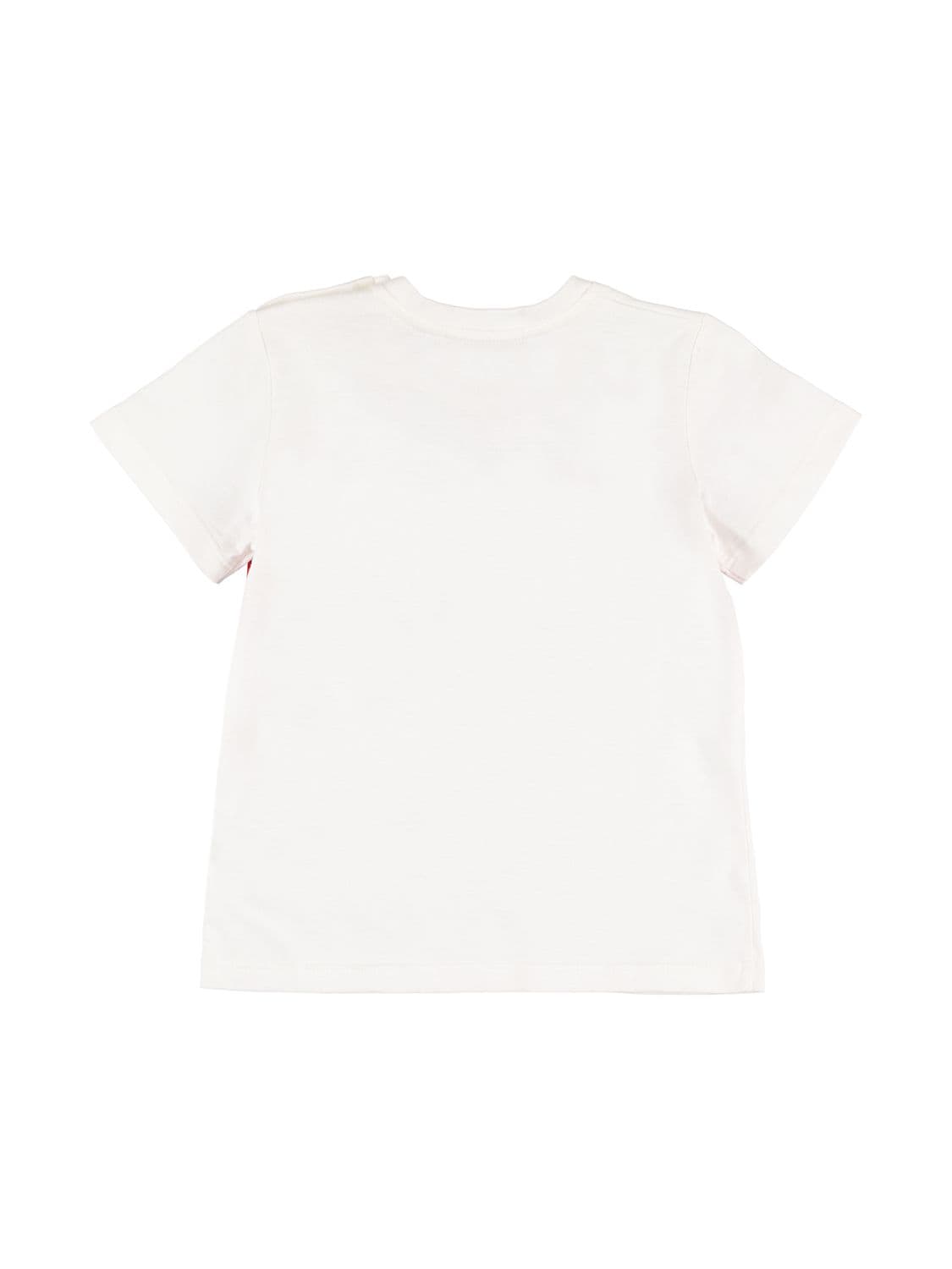 Shop Gucci Logo Print Cotton Jersey T-shirt In White
