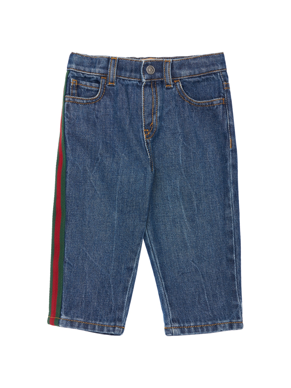 Gucci Kids' Cotton Denim Jeans W/ Web Detail