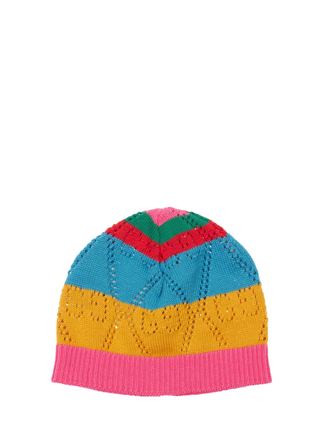 Gucci Babies' Gg棉质针织帽子 In Multicolor