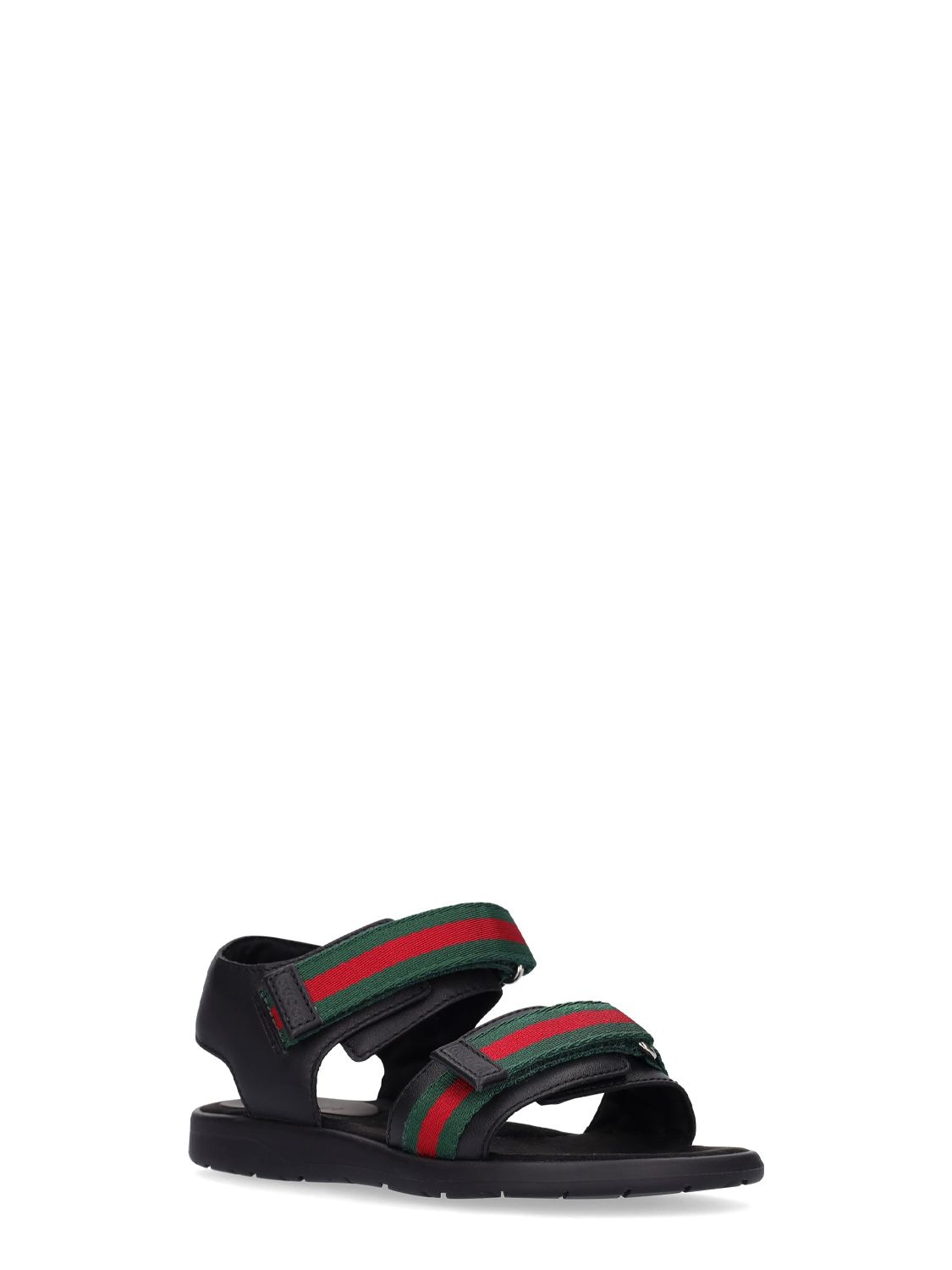 Shop Gucci Web & Leather Sandals In Black