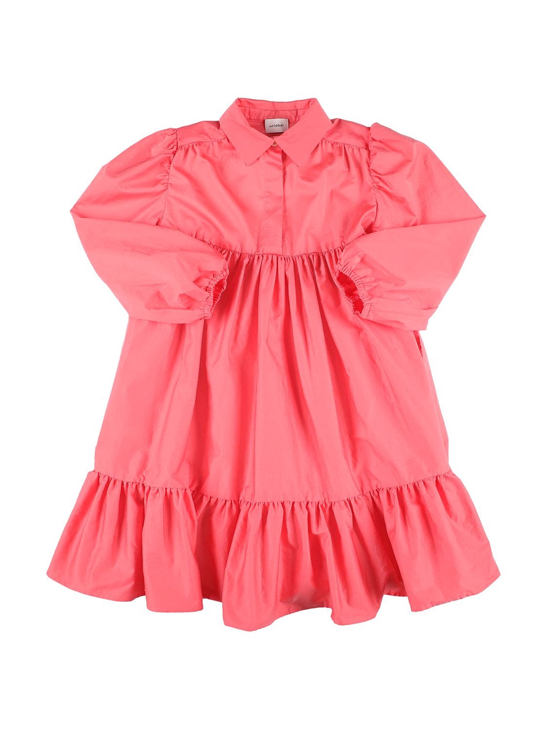 Unlabel Kids' Tiered Cotton Midi Shirt Dress In Coral | ModeSens