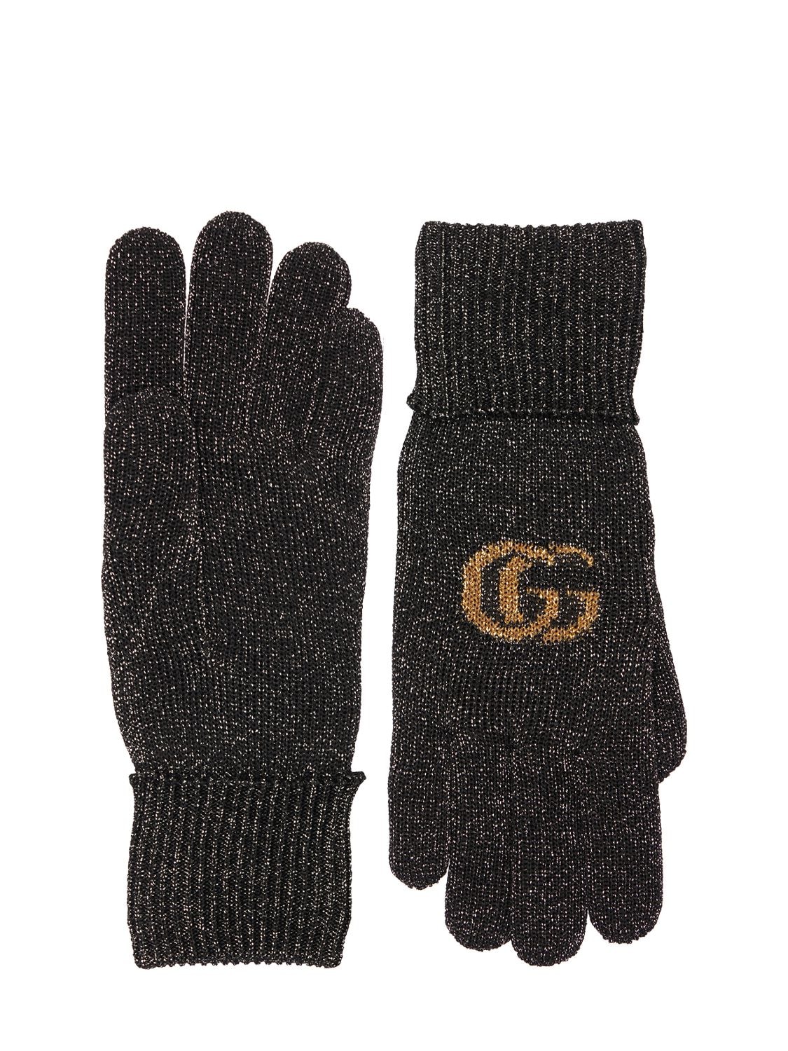 Gucci Monlux Cashmere Blend Gloves In Flannel,yellow