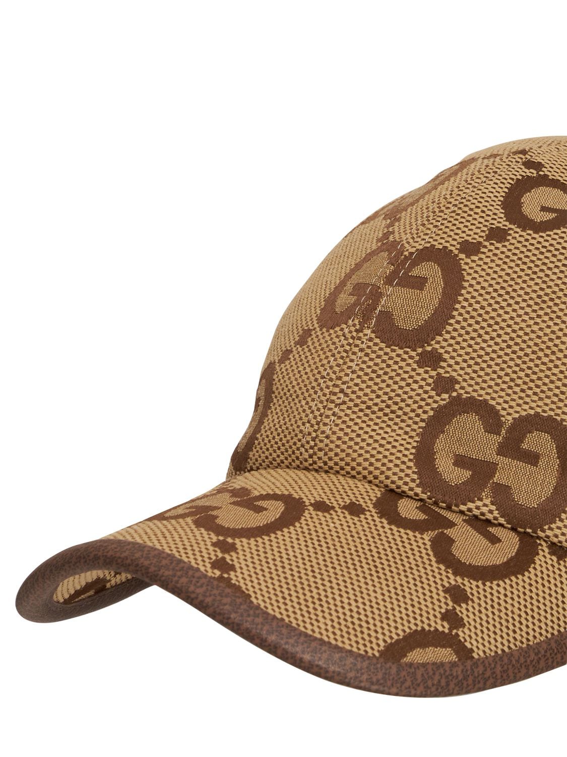 Shop Gucci Gg Maxi Cotton Blend Jacquard Hat In Camel Ebony