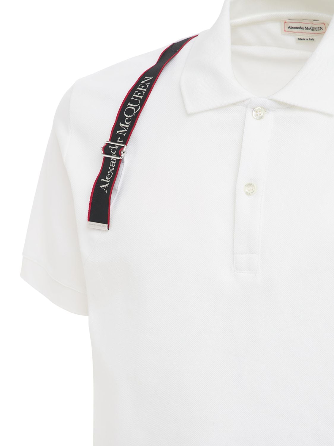 Shop Alexander Mcqueen Logo Tape Harness Cotton Polo Shirt In White