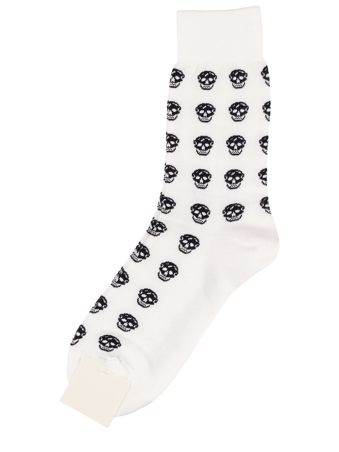 Shop Alexander Mcqueen Skulls Cotton Blend Short Socks In White,black