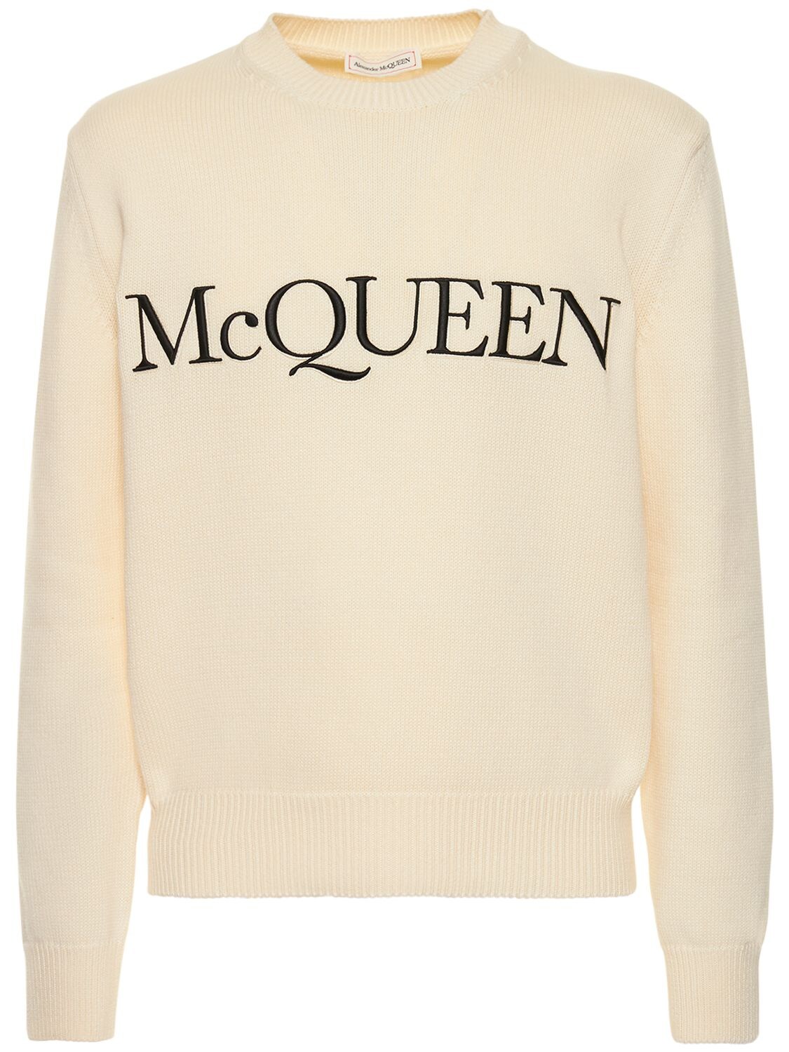 ALEXANDER MCQUEEN LOGO EMBROIDERY COTTON KNIT SWEATER