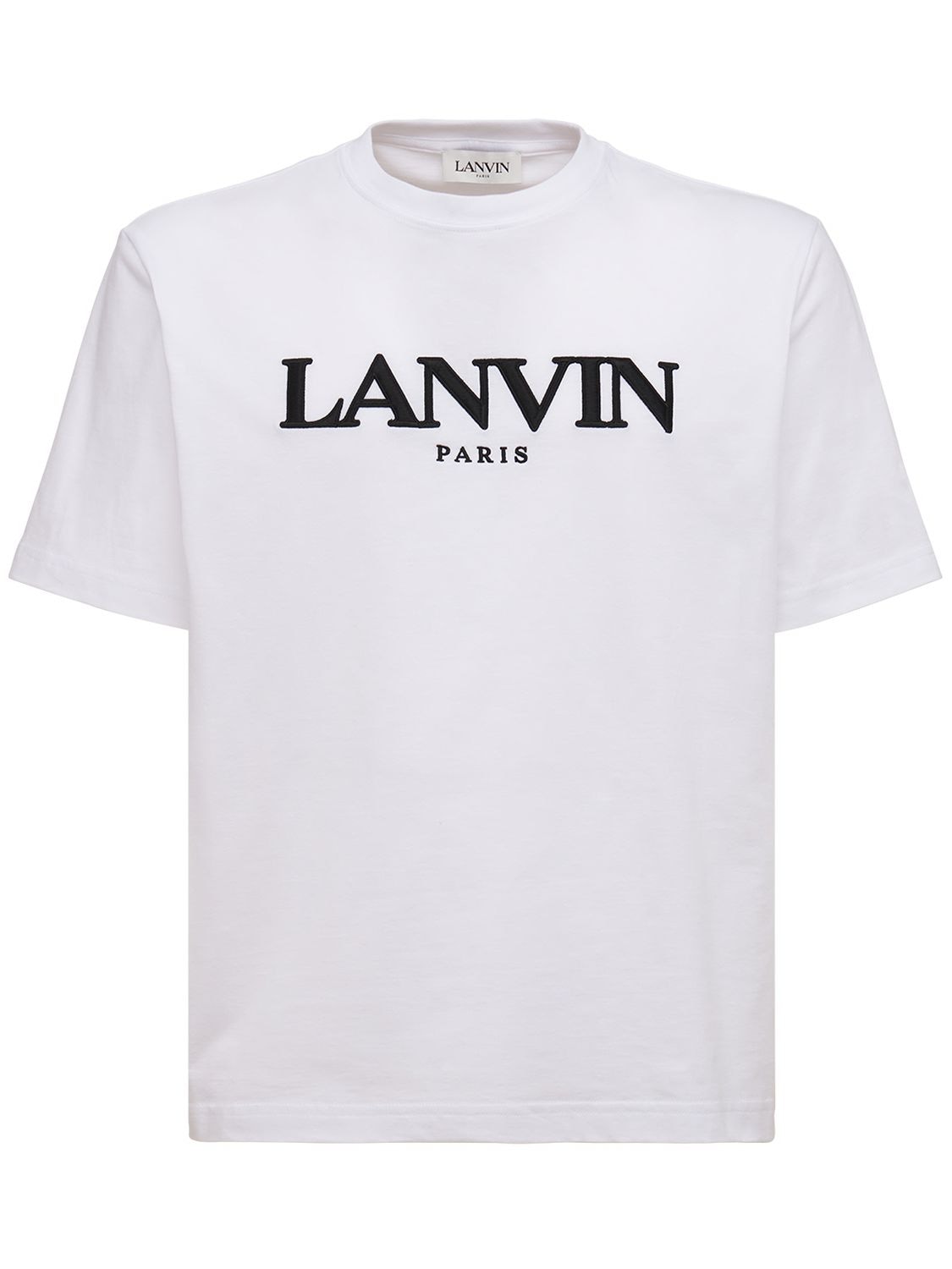 Lanvin Logo Embroidery Cotton T-shirt In White