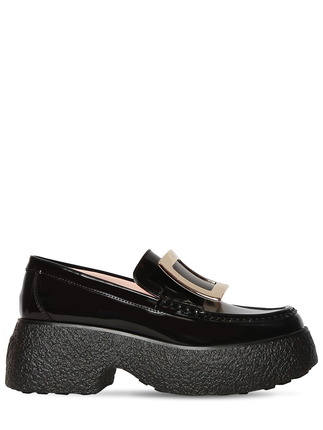 black flatform loafers