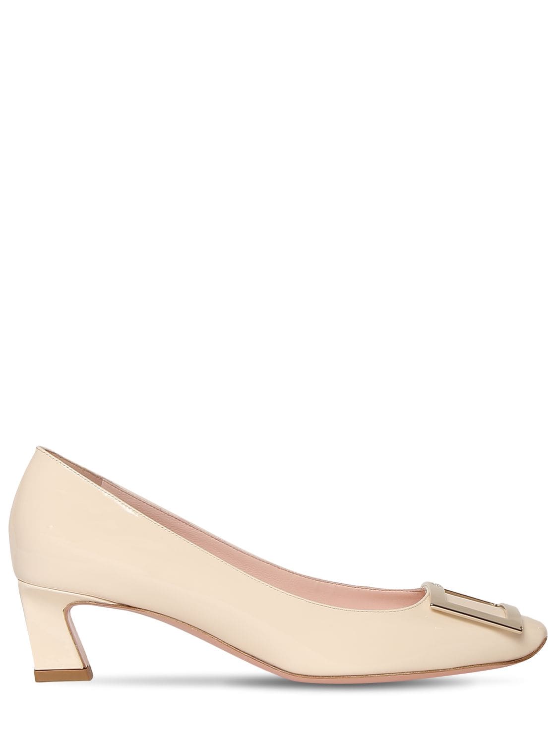 Roger Vivier 45mm Trompette Patent Leather Pumps In Off-white | ModeSens