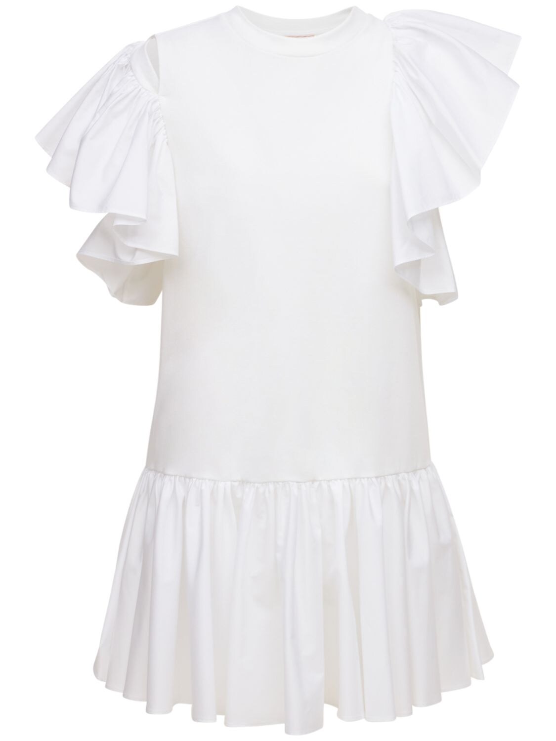 Asymmetric Cotton Jersey & Poplin Dress