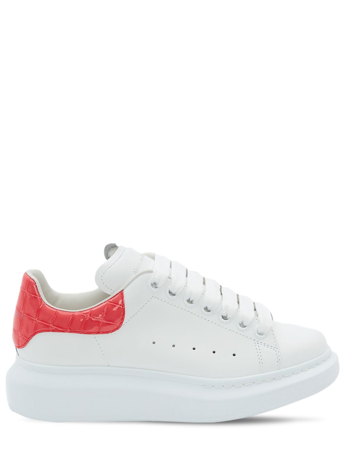 Alexander Mcqueen 45mm Leather & Croc Embossed Sneakers In White,coral ...