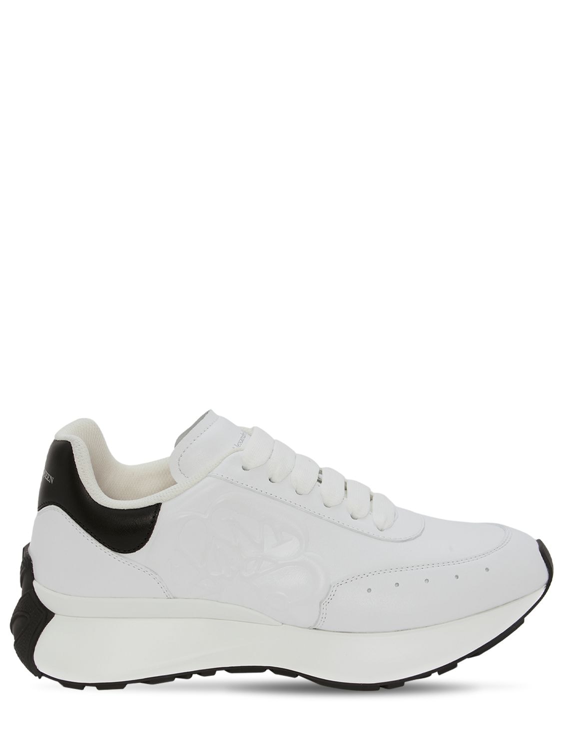 Alexander Mcqueen 40mm Sprint Runner Leather Sneakers In White,black