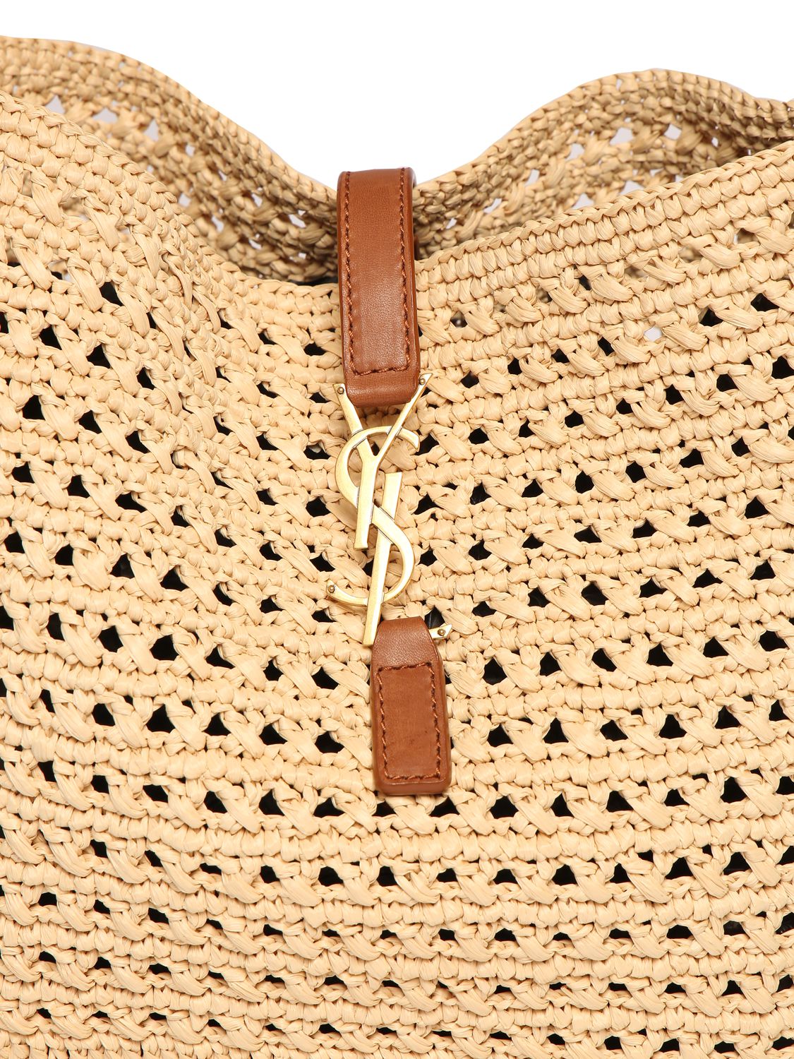 Shop Saint Laurent Raffia Hobo Shoulder Bag In Naturale