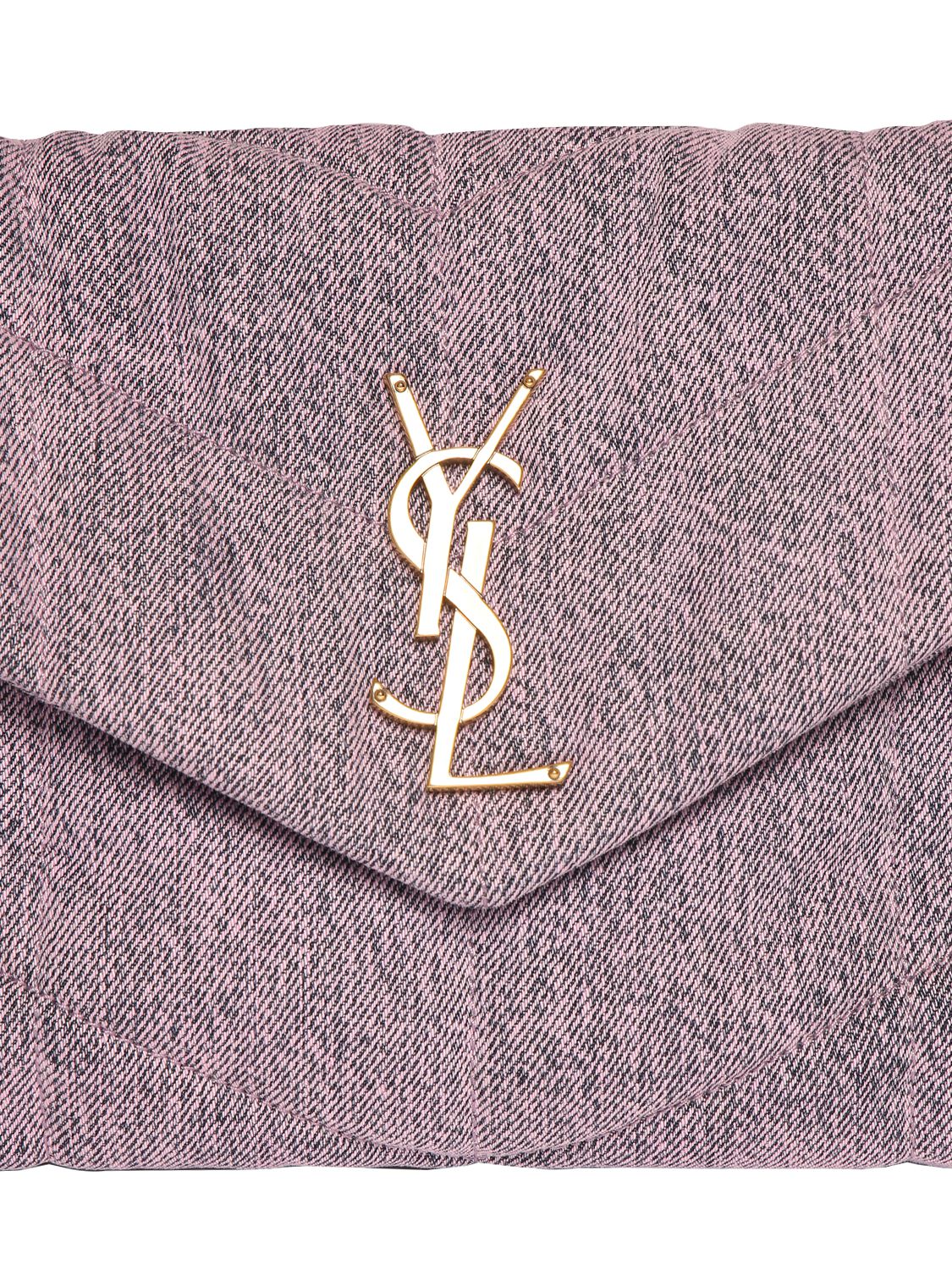 Saint Laurent Loulou Puffer Small Denim Shoulder Bag In Purple ModeSens