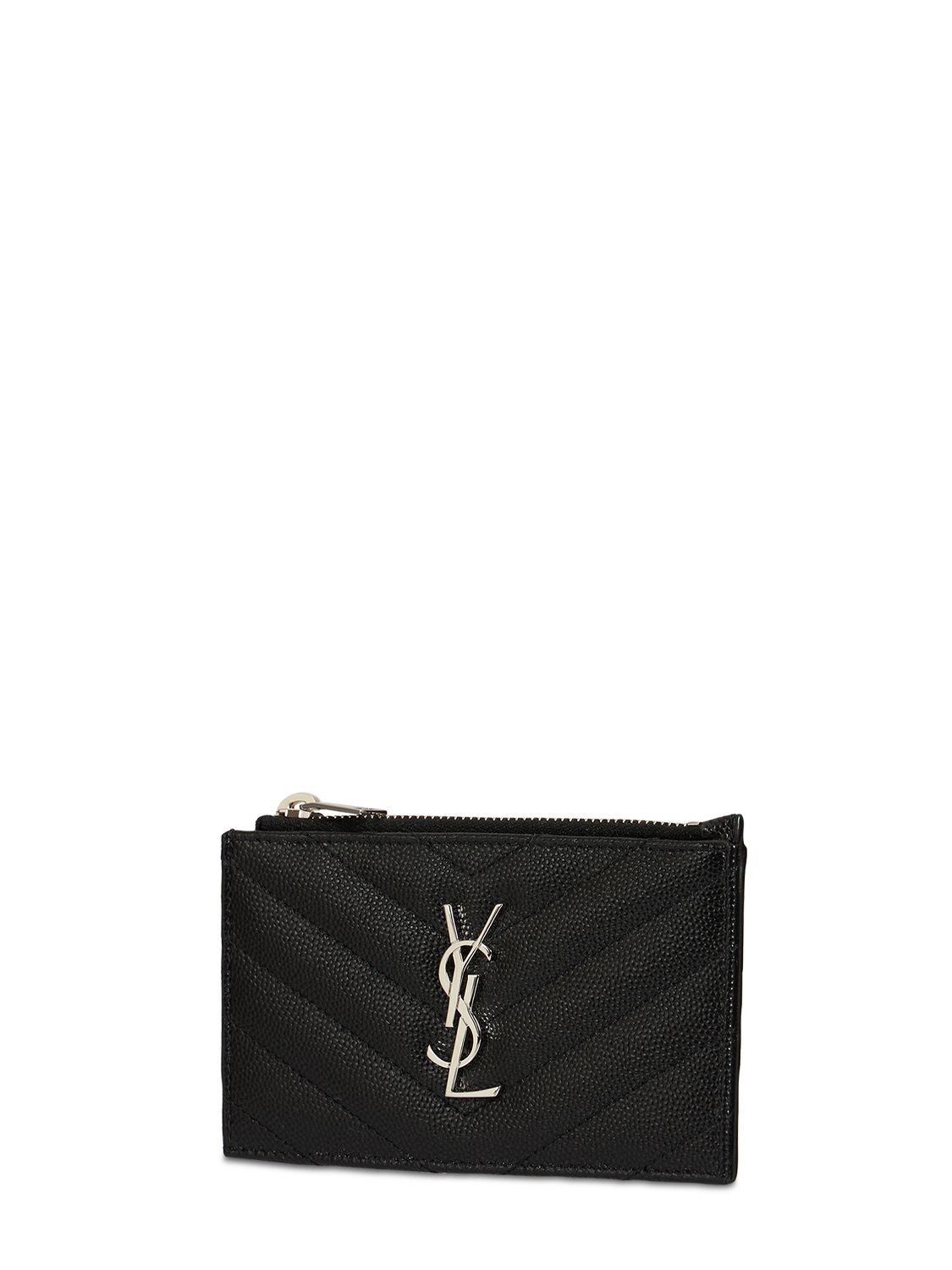 Shop Saint Laurent Logo Credit Card Holder In Black