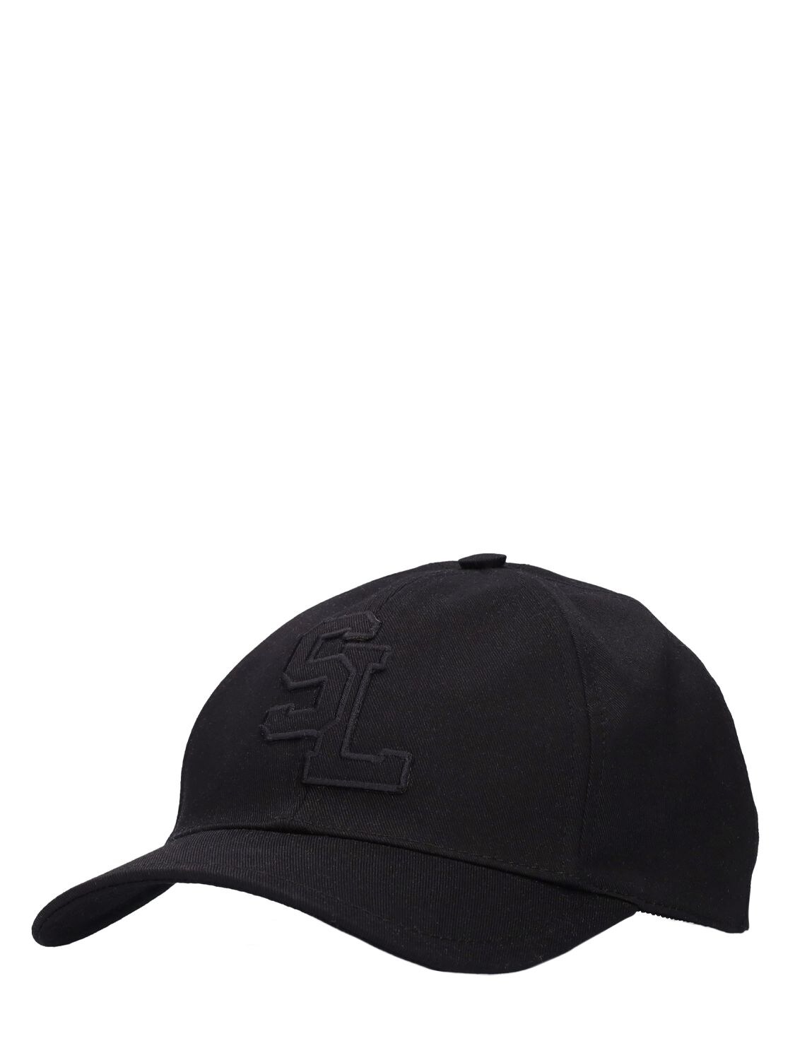 Saint Laurent Sl-embroidered Cotton-canvas Baseball Cap In Black