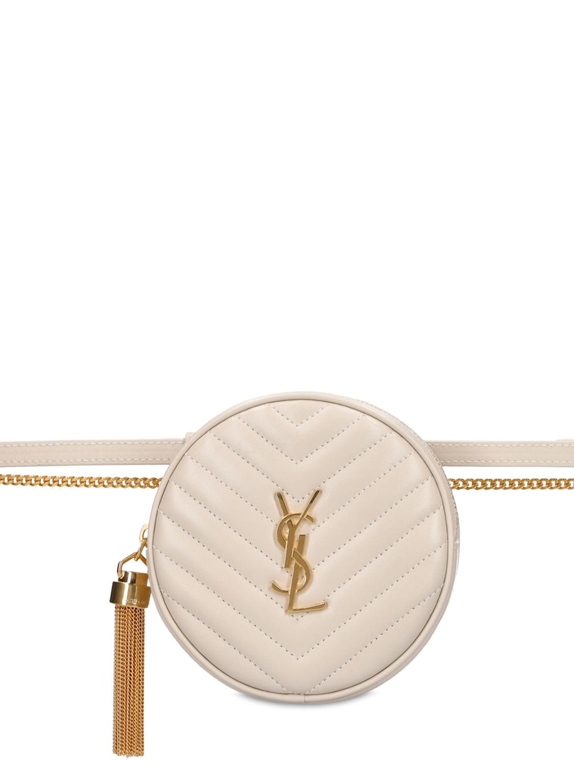 Saint Laurent Jamie Leather Belt Bag in Crema Soft