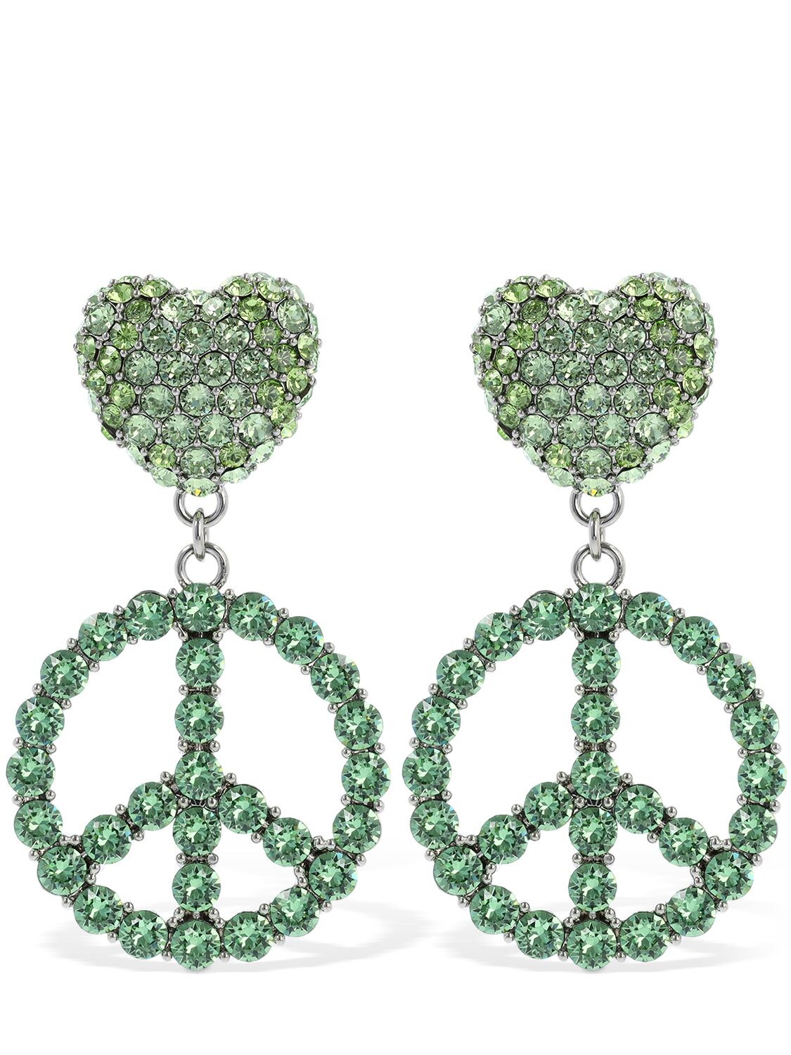 MOSCHINO Crystal Peace Sign Clip-on Earrings