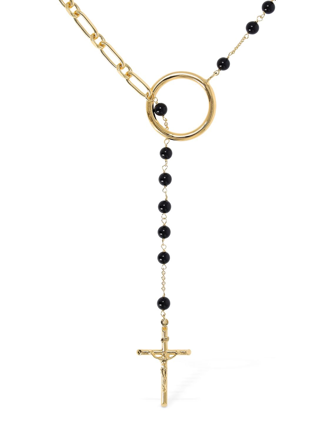 Image of Sphere & Cross Pendant Long Necklace