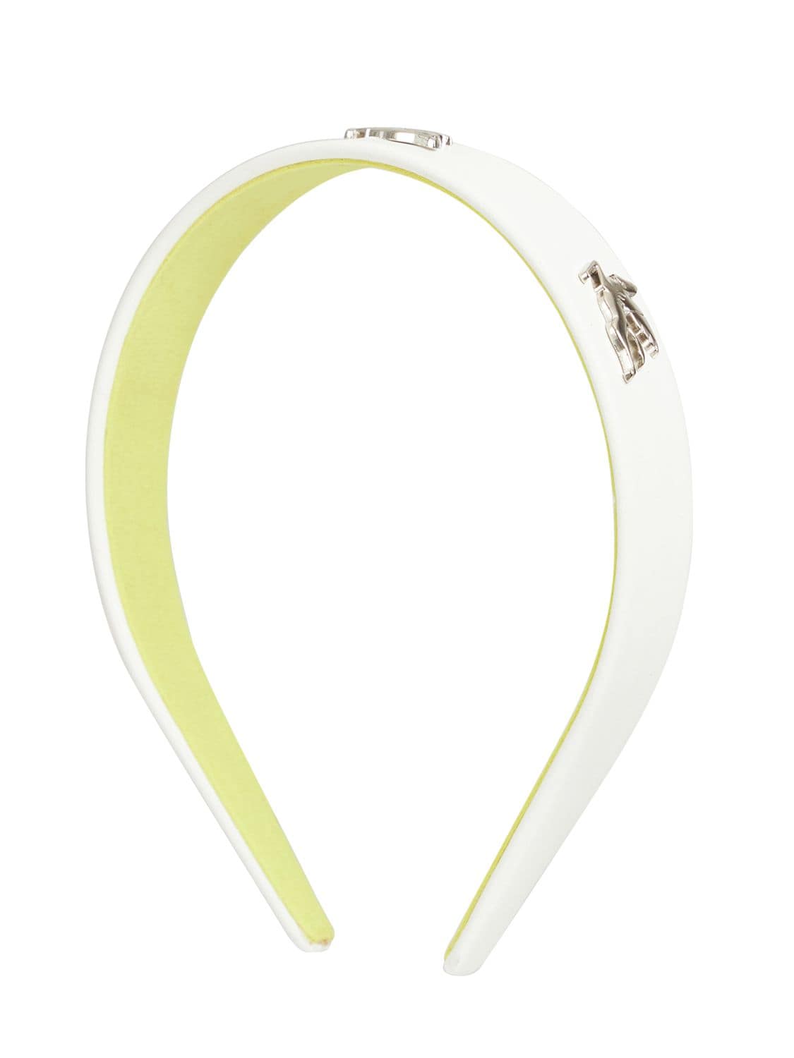 Etro Faux Leather Headband W/ Pegasus In White,yellow | ModeSens