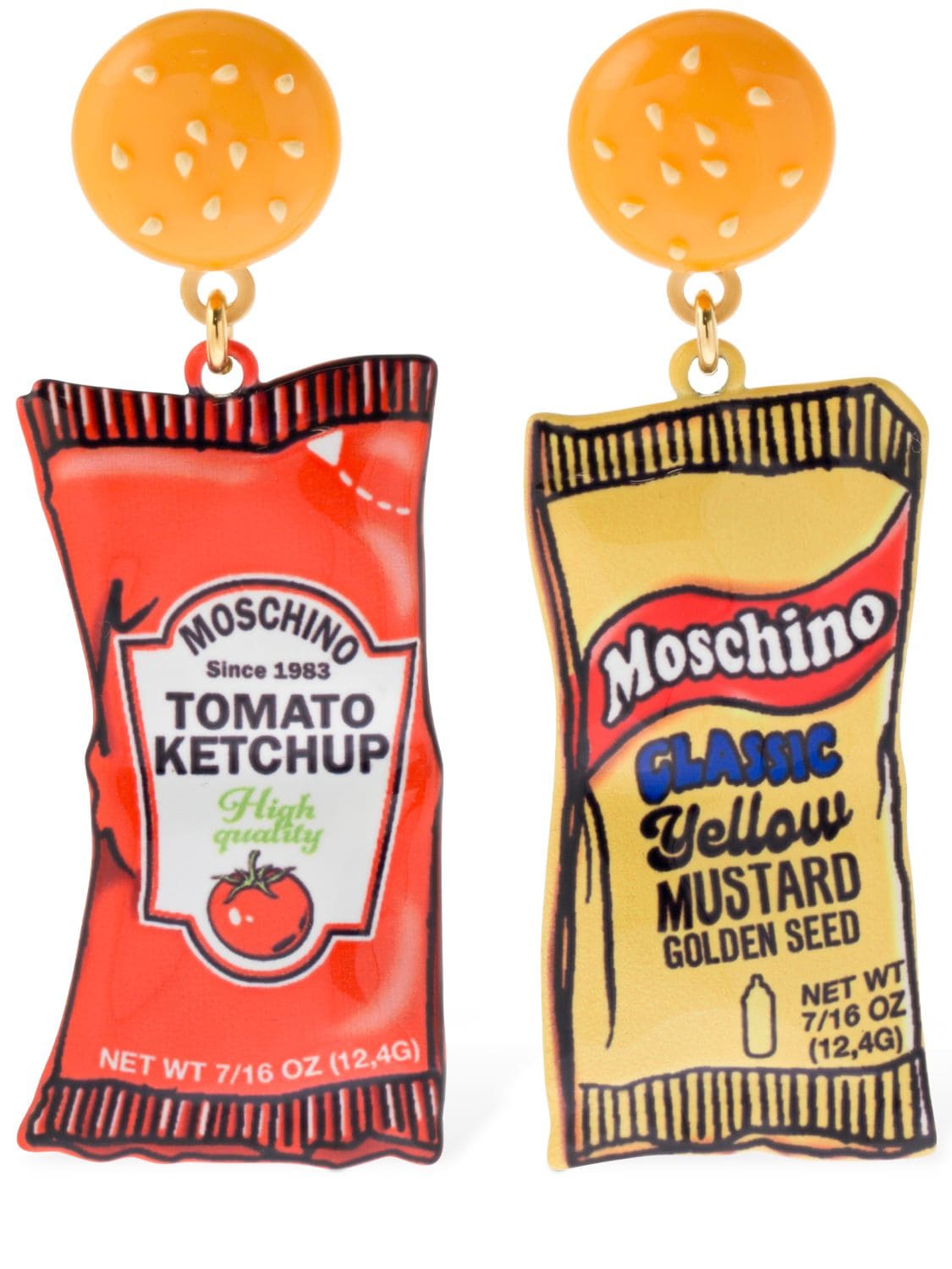 MOSCHINO KETCHUP & MUSTARD CLIP-ON EARRINGS